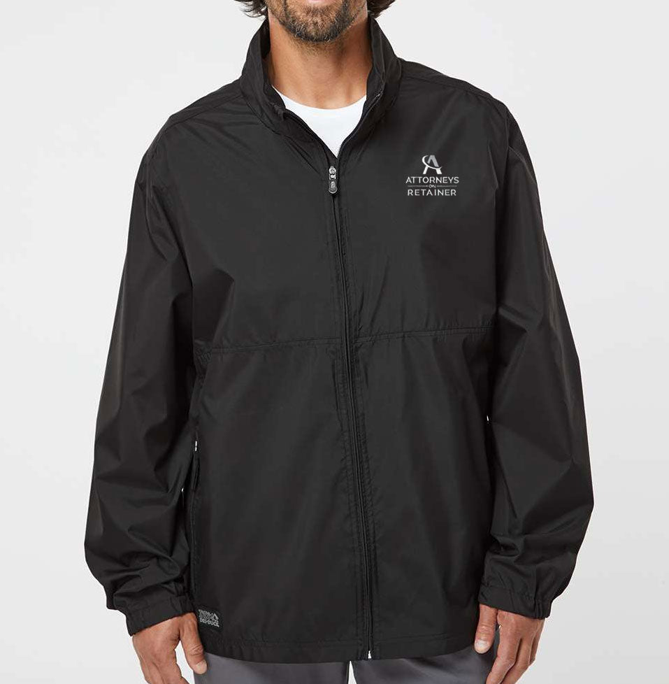 Male wearing AOR branded Dri Duck rain jacket