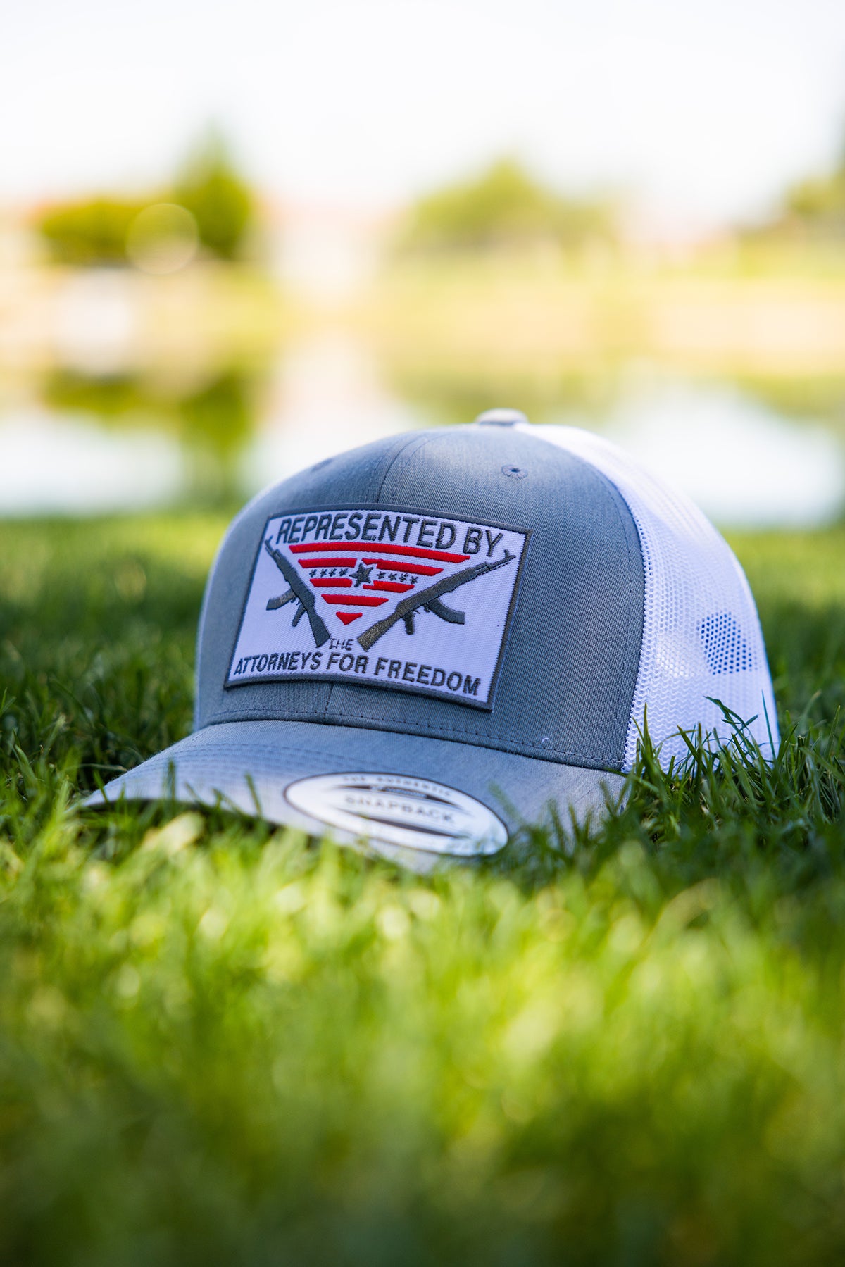 Represented By The Attorneys For Freedom Patch Trucker Hat | Attorneys On Retainer