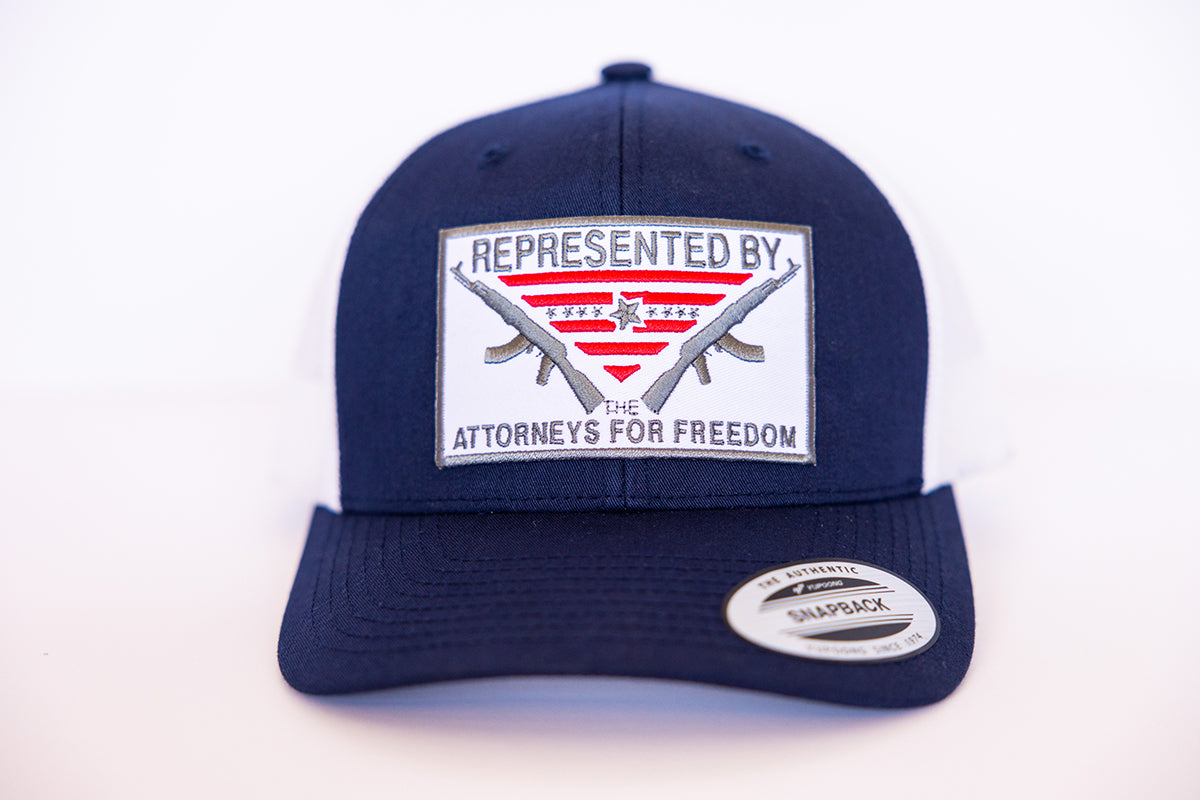 Represented By The Attorneys For Freedom Patch Trucker Hat | Attorneys On Retainer