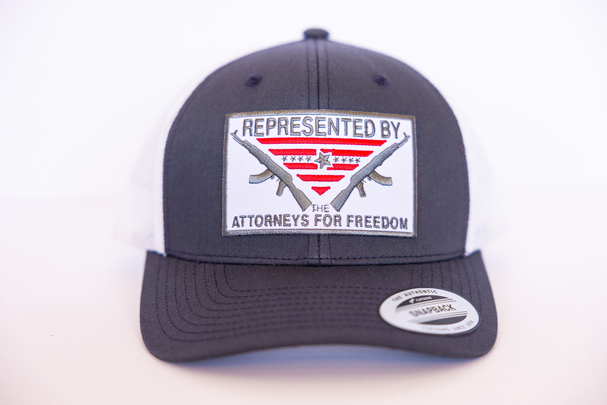 Represented By The Attorneys For Freedom Patch Trucker Hat | Attorneys On Retainer