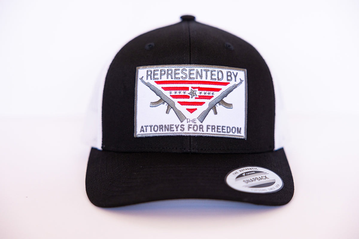 Represented By The Attorneys For Freedom Patch Trucker Hat | Attorneys On Retainer