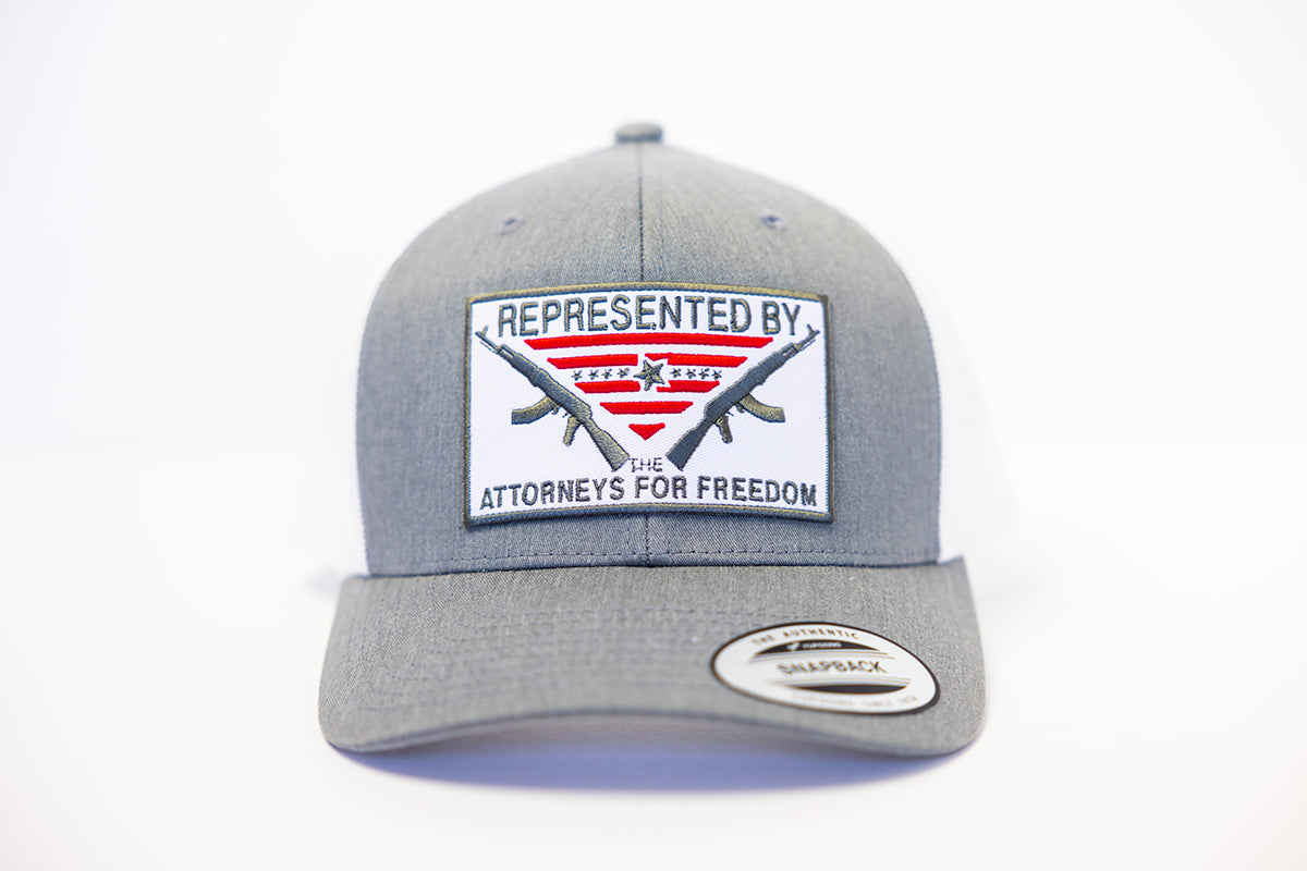 Represented By The Attorneys For Freedom Patch Trucker Hat | Attorneys On Retainer